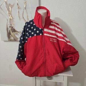 Vintage Race Wear 80's- 90's Bell Red and Blue American Flag Jacket Size XL
